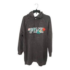 PINK Victoria’s Secret Washed Gray Long Hoodie Tunic – Size S